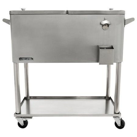 PERMASTEEL Permasteel PS-206-SS 80 qt. Rolling Patio Cooler with Bottom Tray; Stainless Steel PS-206-SS